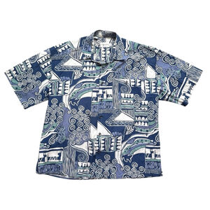 Vintage 90s J.T. Beckett Abstract Print Short Sleeve Button Up Shirt Size Large